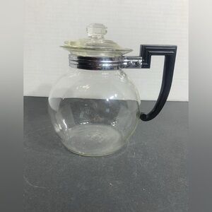 Vintage PYREX 44 84 66 glass tea pot with handle and glass lid unique piece